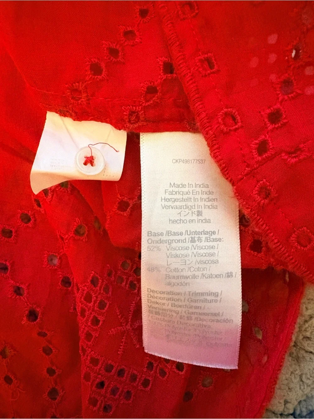 Madewell Ruffled Puff-Sleeve Top in Red Size Small